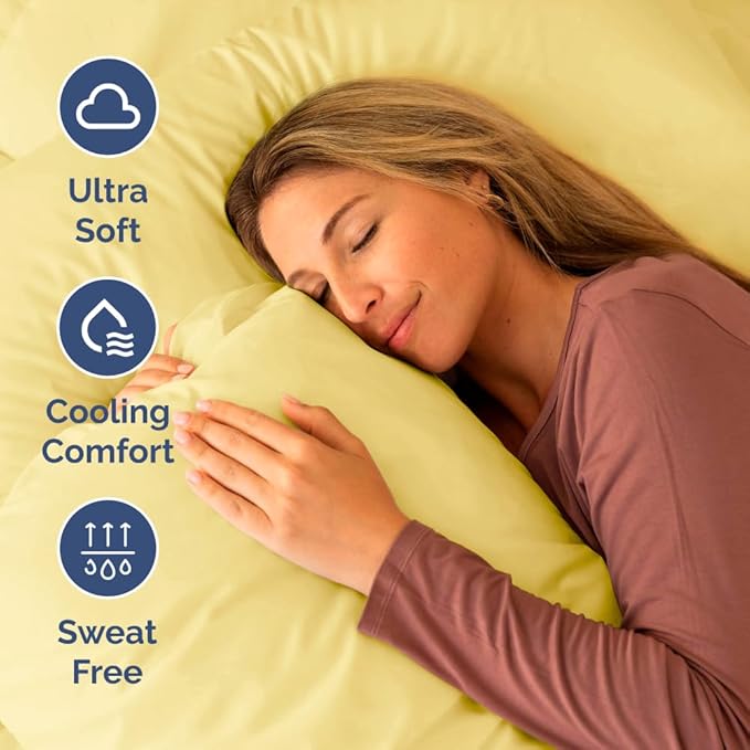 Short Queen Size 4 Piece Sheet Set - RV Short Queen, Ultra-Soft, Breathable & Cooling Bed Sheets Set with Deep Pockets - Hotel Luxury Bedding for Women & Men - Wrinkle Free & Fade Resistant - Yellow