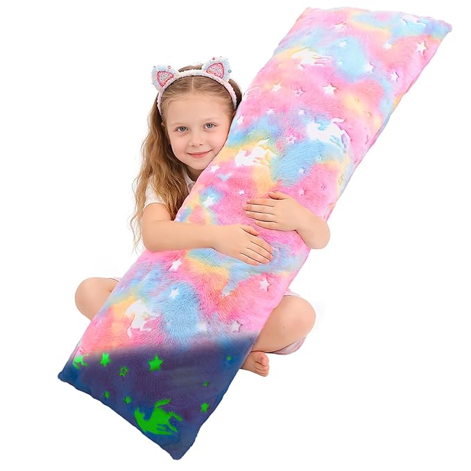 Cloele Body Pillow Cover Glow in The Dark Long Pillow Cases Full Length Pillow Case - 21x54 inches Unicorns Ultra Soft Body Pillowcase for Kids Girls Decorative Body Pillow Pillowcases(Only Cover)