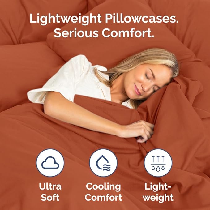 King Standard Pillow Cases Set of 4 - Soft Hotel Quality Pillowcase Covers - Comfy Bedding for Women, Men, Kids & Teens - Machine Washable Pillow Protectors - 4 Piece Set - King Standard Terracotta
