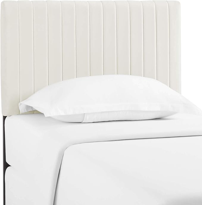 Modway Keira Channel Tufted Performance Velvet Upholstered Twin Headboard in Ivory
