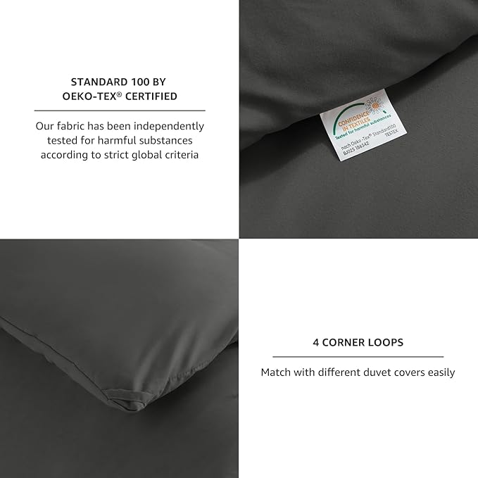 CozyLux Super King Plus Comforter Set Dark Grey, 3 Pieces 128x120 Solid Breathable Bedding Sets All Season, Dark Gray Luxury Lightweight Soft Bed Set with Down Alternative Comforter and 2 Pillowcases