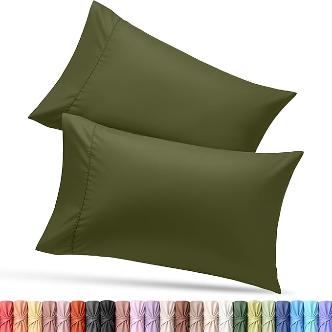 Utopia Bedding Queen Pillow Cases - 2 Pack - Envelope Closure - Soft Brushed Microfiber Fabric - Shrinkage and Fade Resistant Pillow Covers Queen Size 20 X 30 Inches (Queen, Olive)