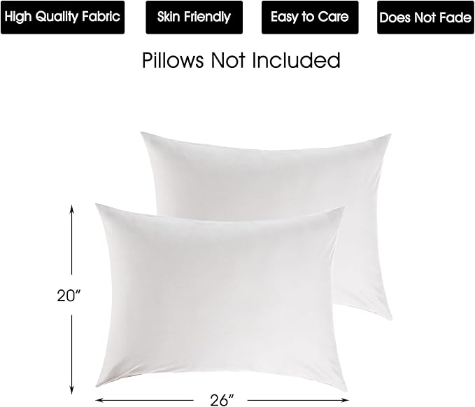 Cotton Pillow Protectors/Cases Standard Size with Zipper 2 Pack Light Grey Color,Cooling & Breathable Bed Pillow Protectors Set of 2 Pillow Cases Cover (Standard 20" x 26")