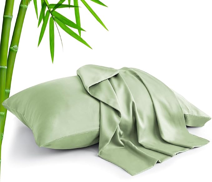 BEDELITE King Size Pillow Cases Set of 2, Rayon Derived from Bamboo, Cooling Pillow Cases for Hot Sleepers & Night Sweats, Breathable and Silky Soft Envelope Pillowcases(Sage Green, 20"x36")