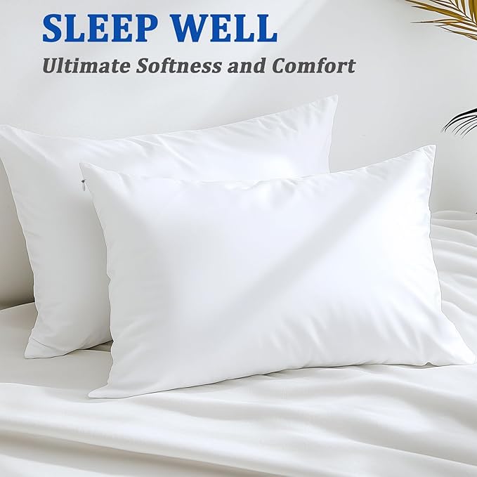 Cotton Pillow Cases Standard Size Set of 6, White Pillow Protectors with Hidden Zipper, Cooling Breathable Zippered Pillow Covers & Soft Pillowcase Covers, 20x26 Inches