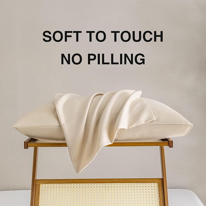 MINIPANDA Beige King Size Pillow Cases Set of 4 - Super Soft, Smooth and Breathable Pillow Cases King - Envelope Design - Machine Washable Lightweight (20X40 Inches (4 Piece))