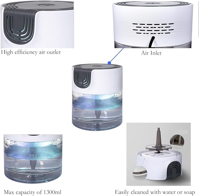 Water Air Purifier for Home, Office，Water Based Air Purifier ，Air Washer Humidifier ，Freshener for Smoke and Pet Odors，Essential Oil Aroma Diffuser with LED Night Light