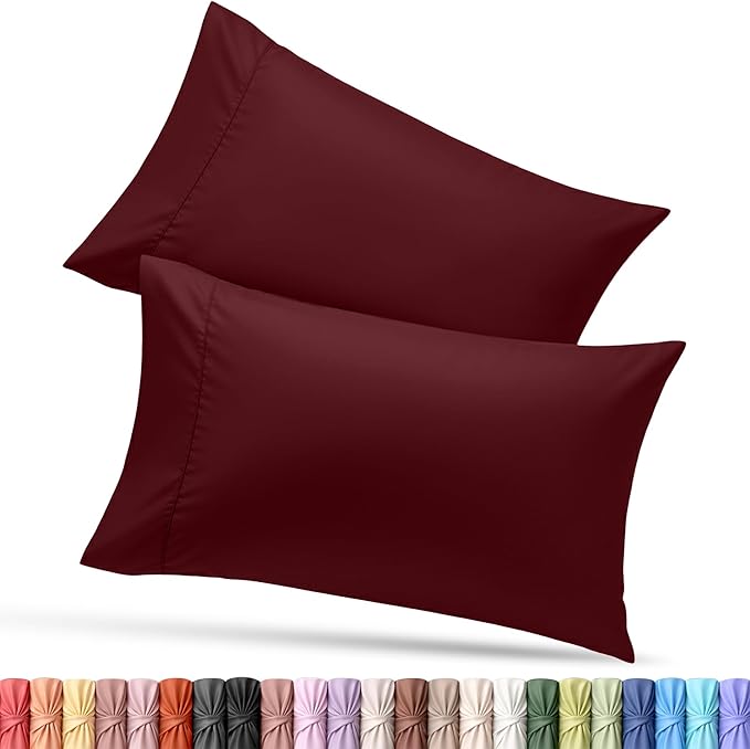 Utopia Bedding Standard Pillow Cases - 2 Pack - Envelope Closure - Soft Brushed Microfiber Fabric - Shrinkage and Fade Resistant Pillow Covers Standard Size 20 X 26 Inches (Standard, Burgundy)