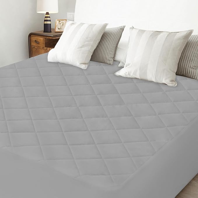 King Mattress Pad, Soft Quilted Air Mattress Topper King with Extra Deep Pocket, Breathable and Noiseless Air Mattress Cover King Size Mattress Pad Fits Up to 23 Inch, Grey