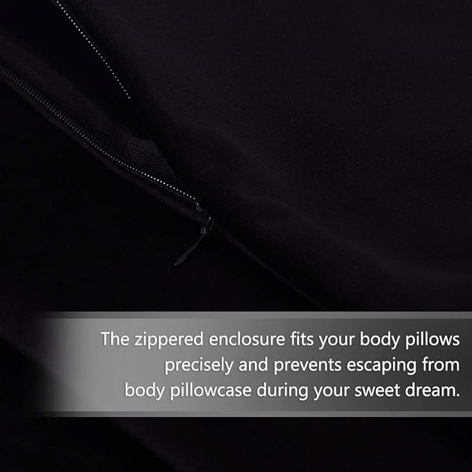 StangH Black Body Pillow Pillowcase, 20 x 54 inches Soft Velvet Pillow Cover with Zipper Closure, Warm Cozy Body Pillowcase for Adults Pregnant Women, 1 Piece