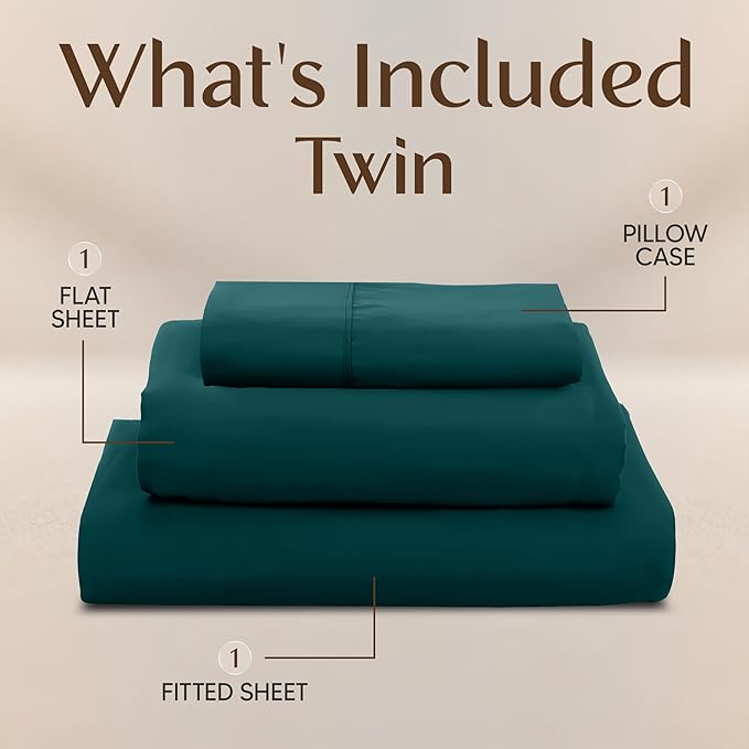 Utopia Bedding Twin Sheet Set – 3 Piece Bed Sheets for Twin Size Bed, Soft and Breathable Microfiber, Includes 1 Fitted Sheet, 1 Flat Sheet and 1 Pillowcase – Oeko Tex (Teal Green)