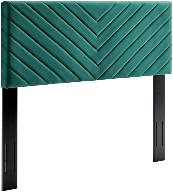 Modway Alyson Angular Channel Tufted Performance Velvet Twin Headboard, Teal