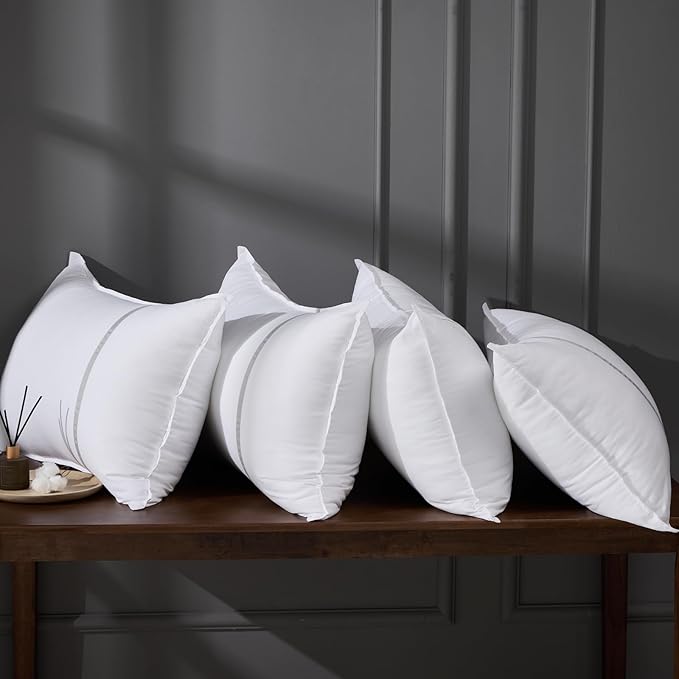 Bed Pillows Queen Size Set of 4, Medium Firm Hotel Pillows for Sleeping, Cooling Pillows for Side & Back Sleepers, Down Alternative Filling, 20 x 28 Inches