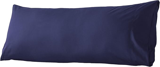 WhatsBedding Body Pillow Cover Cotton Fabric, Long Pillowcase Breathable & Skin-Friendly, Envelope Closure - Navy Blue (20x54 inch)