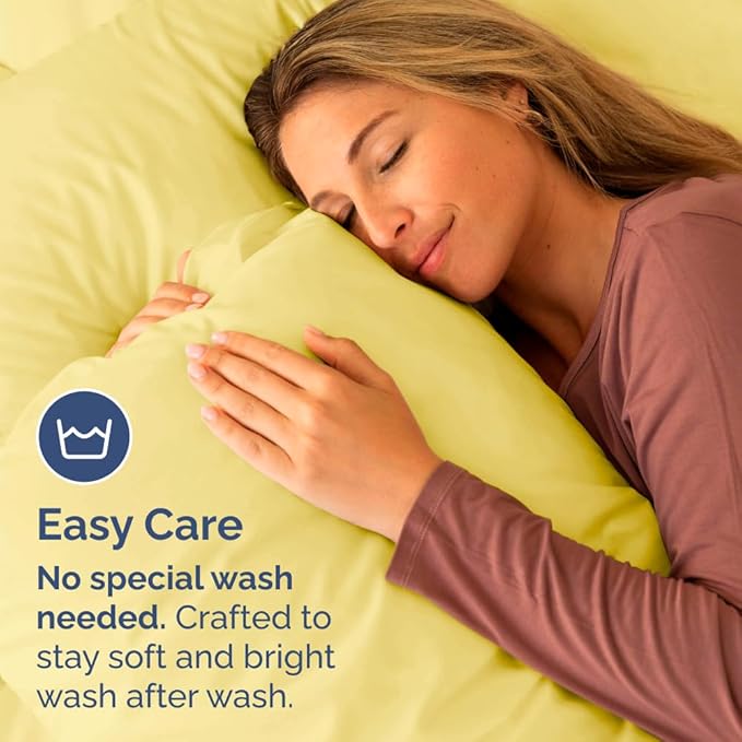 Body Pillowcases Set of 4-20x54 Long Body Pillow Case - Soft Body Pillow Cover for Sleeping & Side Sleepers - Comfy, Cozy Breathable & Fade Free - Machine Washable w/Envelope Enclosure - (Yellow)