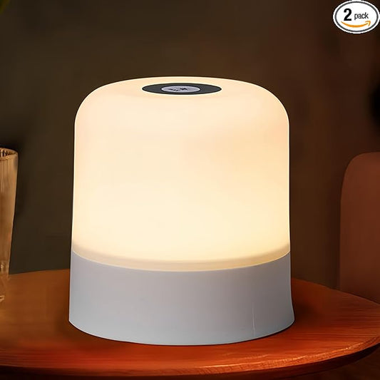 Portable Baby Night Light, 3 Color Egg Lights for Nursery, 2400mAh, Small Rechargeable LED Lamp, Dimmable Touch Nightlight for Newborn, Toddler, Kids, Adults 2 Pack