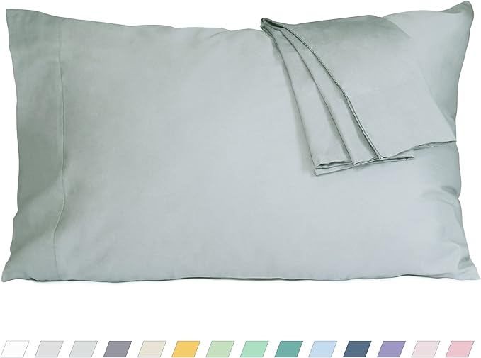 Pillow Cases, Standard Queen Size Cotton Percale Weave Pillowcases, Pre-Shrunk Breathable and Hypoallergenic Pillowcases, Set of 2 (2 Piece Standard/Queen 20 Inch x 30 Inch, Storm Gray)