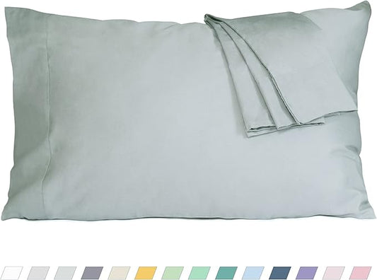Pillow Cases, Standard Queen Size Cotton Percale Weave Pillowcases, Pre-Shrunk Breathable and Hypoallergenic Pillowcases, Set of 2 (2 Piece Standard/Queen 20 Inch x 30 Inch, Storm Gray)