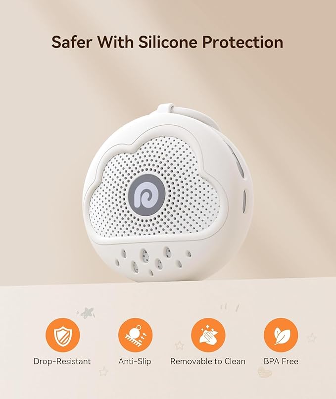 Dreamegg White Noise Machine - Portable Sound Machine Baby with Safe Silicone Cover, Features Powerful Battery, 21 Soothing Sound, Noise Canceling for Sleeping, Baby Registry Gift, Nursery, Travel