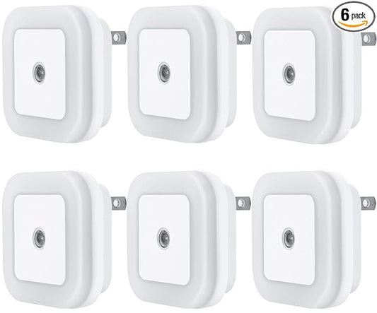 Uigos LED Night Light Lamp with Smart Sensor Dusk to Dawn Sensor, Daylight White, 0.5W Plug-in, 6-Pack