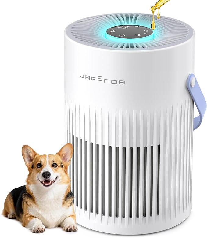 Air Purifers for Home, Hepa Air Purifier for Bedroom, Air Cleaner for Pet Dander, Quiet Sleep Mode, Portable Air Purifier for Office, Odor, Dust, Smoke (White)