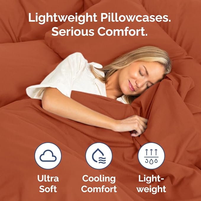 King Pillow Cases Set of 2 - Ultra Soft Hotel Quality Pillowcase Covers - Comfy, Cozy & Wrinkle Free - Shrinkage, Stain & Fade Resistant - Machine Washable Pillow Protectors - 2 Piece Set - Terracotta