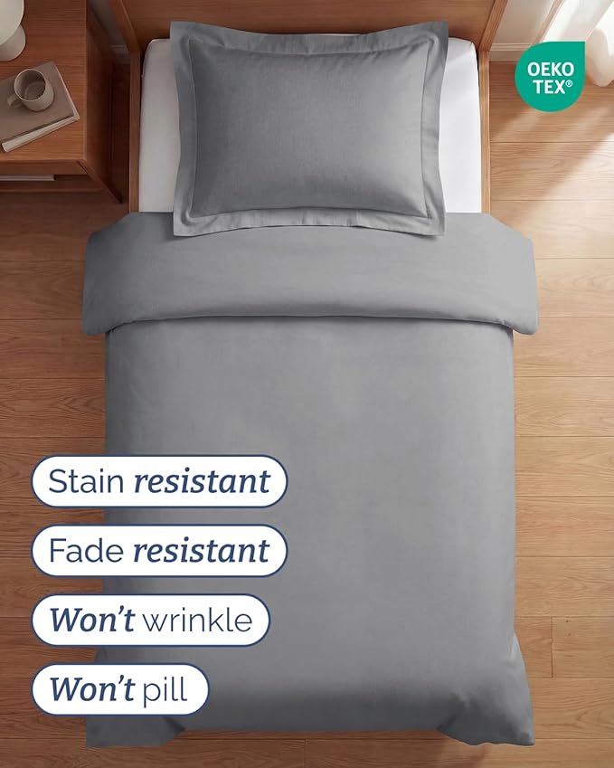 Duvet Cover Twin/Twin XL Size Set - Extra Soft Twin/Twin XL Duvet Cover 68" x 90" with 1 Pillow Sham - Hotel Luxury, Easy Care, Fade Free w/ Zipper Closures & Ties - Comfy & Breathable (Steel Blue)