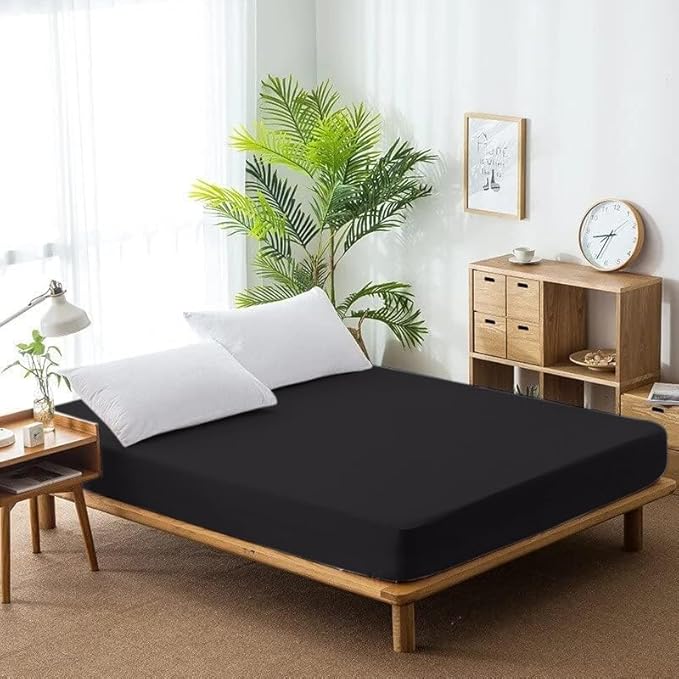 Comfort Beddings 100% Organic Cotton Mattress Protector RV Bunk Size Mattress Cover 250GSM, Waterproof, Noiseless Fitted Bed Cover Protector with 16" Deep Pocket (Black)