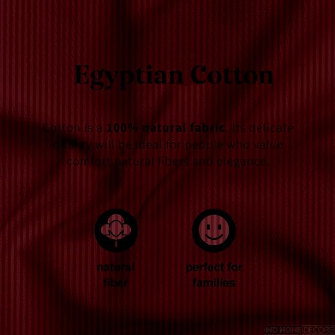 5 Piece Split Queen Sheet Set, 100% Egyptian Cotton, 16 Inch Deep Pockets, Burgundy Stripe, Soft Cooling Sheets for Adjustable Beds, Sleep Number Beds, Split Queen Mattress Sheet Set