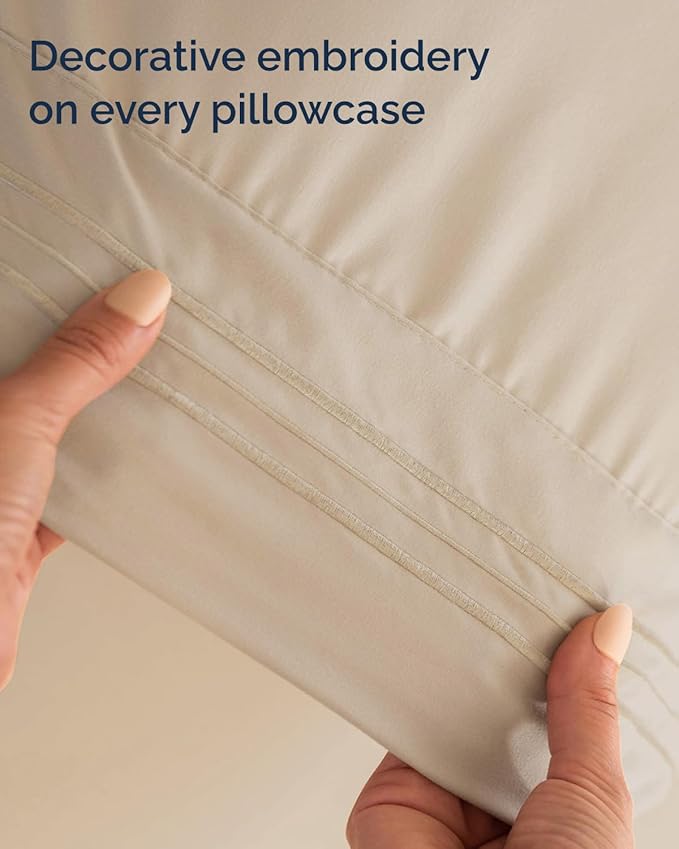 Full XL Bed Sheet - 4 Piece Full XL Bed Sheets Set - Ultra-Soft, Comfy, Breathable & Cooling - Hotel Luxury Bedding for Women & Men with Deep Pockets - Wrinkle Free & Fade Resistant - Oeko-Tex - Wheat