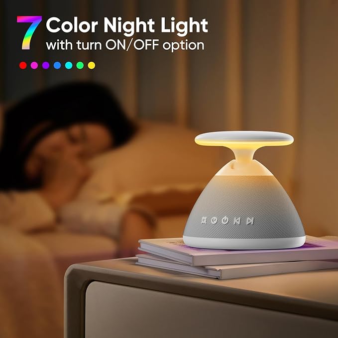 White Noise Sound Machine for Sleeping, 50 Non-Looping Soothing Sounds, 7 Color Night Light with Adjustable Brightness, Timer & Alarm Clock, Touch Screen Control for Baby, Kids, Adults, Home&Travel