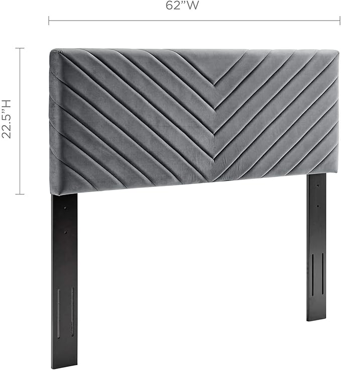 Modway Alyson Chevron Tufted Performance Velvet Full/Queen Headboard, Charcoal