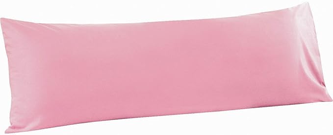 FLXXIE Body Pillow Cover - Super Soft Microfiber 20x54 Body Pillow Case - Envelope Closure, Wrinkle, Stain Resistant 20x54 Long Pillowcase, Pink