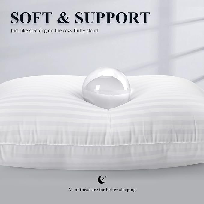 COZSINOOR Bed Pillows for Sleeping Queen Size - Hotel Quality Set of 2 - Breathable Cooling Down Alternative Microfiber Filled for Back, Stomach, Side Sleepers Skin-Friendly