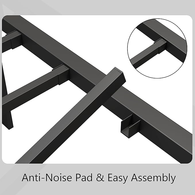 zunatu Twin Size Metal Platform Bed Frame/Victorian Style Headboard and Footboard/Steel Slat Support/Easy Assembly/No Box Spring Needed/Underbed Storage/Noise Free/Black