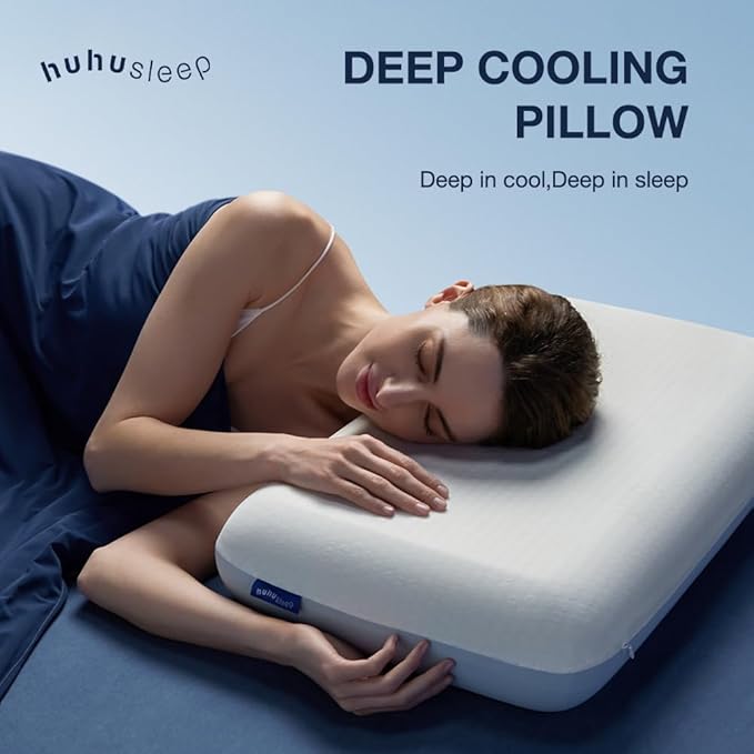 Cooling Pillow 5 inchs for Back andd Side Sleeper, Advanced Memory Foam Pillows with Cooler Case but no Firm Layer, 16x24x5 inchs
