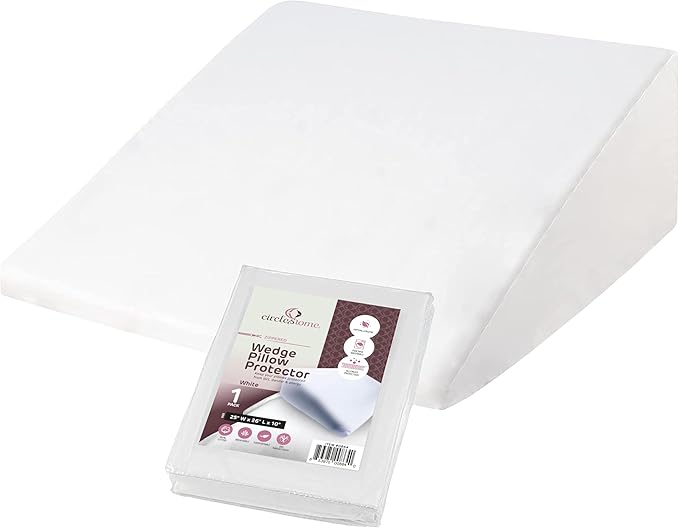 CirclesHome Wedge Pillow Cover 100% Cotton, Zippered Wedge Pillow Case Protector, Soft, Hypoallergenic & Breathable - 25x26x10”