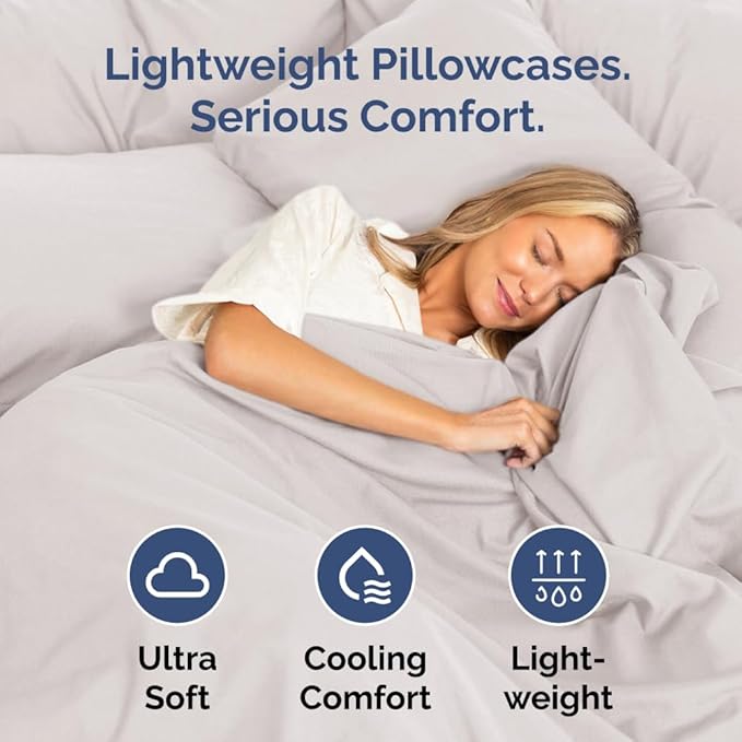 Standard Pillow Cases Set of 8 - Ultra Soft Hotel Quality Pillowcase Covers - Comfy & Wrinkle Free - Shrink, Stain and Fade Resistant - Machine Washable Pillow Protectors - 8 Piece Set - Light Grey