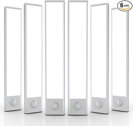 6 Pack Under Cabinet Lights Wireless, 50 LED Motion Sensor Light Indoor Rechargeable Magnetic Closet Lights Battery Operated, Under Counter Lights for Kitchen, Wardrobe, Hallway, Stairs
