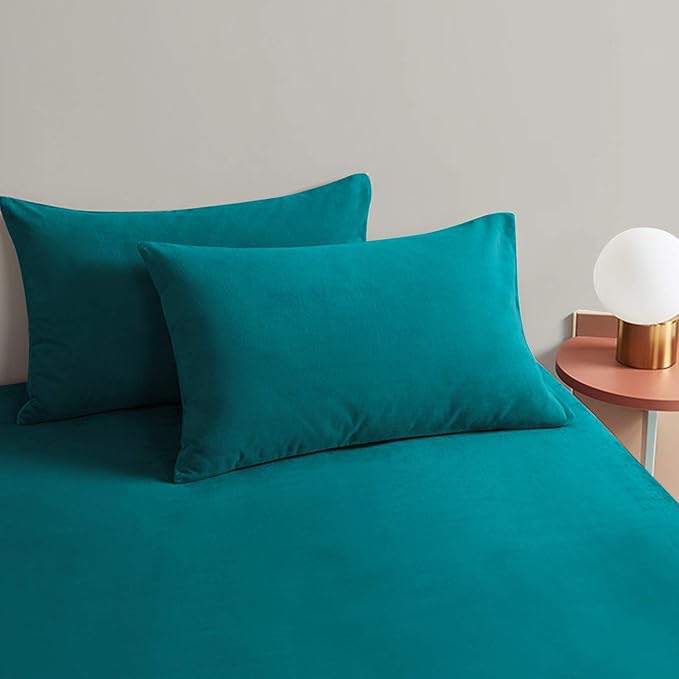 StangH Bed Pillow Pillowcase Thick Soft Velvet Fabric Zippered Pillow Covers for Bed/Couch/Sofa Decorative, Queen Size (Teal, 20 x 30 inches) Set of 2, Warm Cozy Protector