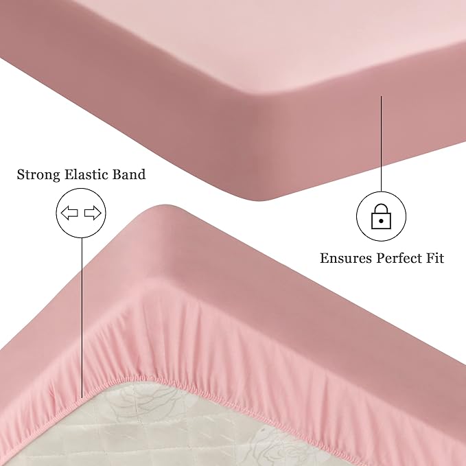 Sufdari Cal King Mattress Protector,Waterproof Mattress Protector,Fitted Sheet Style Mattress Cover with 18" Deep Pocket,Washable and Comfortable-Pink,California King