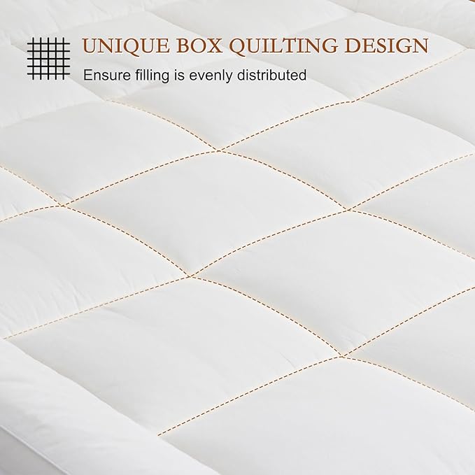 YOUR MOON 100% Wool Mattress Topper Twin XL Size, 800GSM Natural Wool Filling, Thick Pillow Top Mattress Pad, Back Pain Relief Bed Topper with Cotton Cover, 16" Deep Pocket, 39"x80" (White)