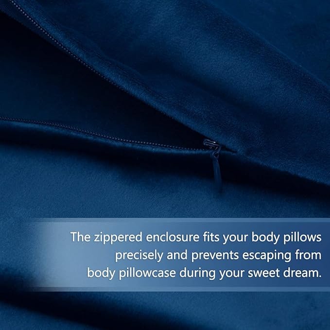 StangH Velvet Body PillowCover, 20 x 54 Blue Pillow Cover, Winter Season Soft Warm Body Pillow Protector Cover for Pregnant Women/Side Sleeper, Royal Blue, 20x54 inches, 1 Pc