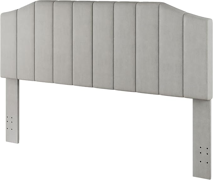 Furpopup King Size Headboard Only, Velvet Upholstered Headboard King/California King Size Wall Mount and Bed Frame Mount, Featuring High-Density Sponge Padding Easy Assembly Comfort Style-Light Gray