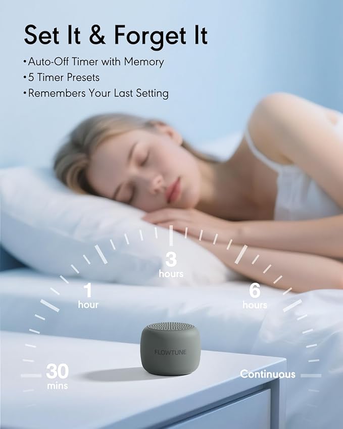 Sound Machine Flowtune White Noise Machine for Baby Adults, Mini Portable Sound Machine for Travel, 6H Timer, 18 Soothing Sleep Sounds Gift (Slate)