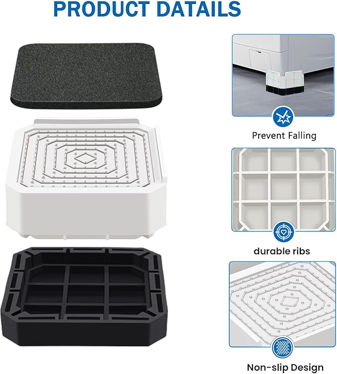 ANNKUT Bed Risers and Furniture Risers, Heavy Duty Adjustable Lifting Blocks for Couches, Desks, and Chairs, Elevates 1.5 or 3 Inches, Holds up to 4000 lbs (White)