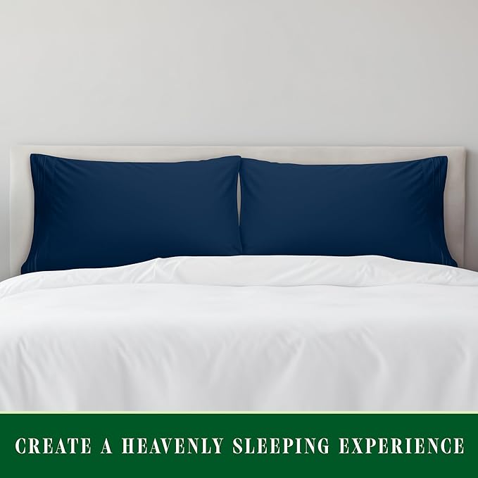 Elegant Comfort Luxury Ultra-Soft 2-Piece Pillowcase Set - 1500 Premium Hotel Quality Microfiber Double Brushed - Wrinkle Resistant, Standard/Queen, Navy Blue