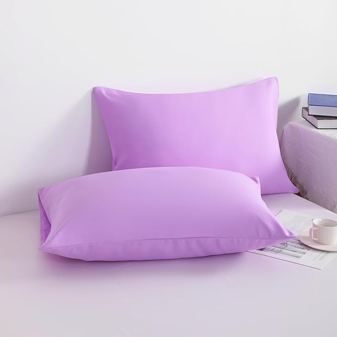 NTBAY King Pillowcase Set - 2 Pack Brushed Microfiber 20x36 Pillowcases - Soft, Wrinkle-Free, Fade-Resistant, Stain-Resistant, Light Purple Pillowcases with Envelope Closure - 20x36 Inches