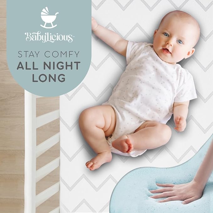 Babylicious Waterproof Pack and Play Mattress Pad - 38" x 26" | Roll Up Style - Breathable Soft Memory Foam - Portable Mattress Topper- Baby Foam Mattresses for Babies - Includes Easy Carry Buckle