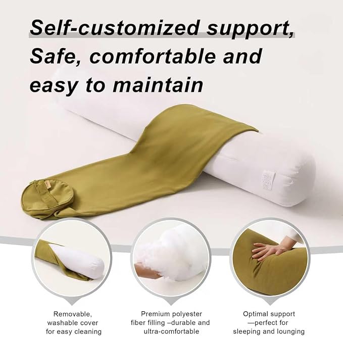Body Pillow for Adults,Long Round Pillow,Big Cylindrical Pillow,Large Full Bolster Pillows for Side Sleepers (Golden Yellow, 39.37"*7.87")